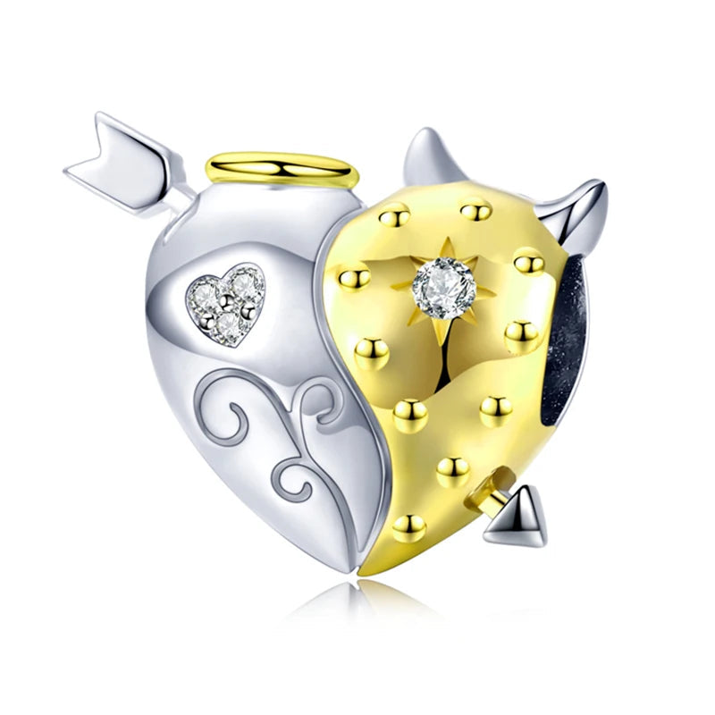 Dualité charm in 925 sterling silver with gold and zirconia details , Asttery
