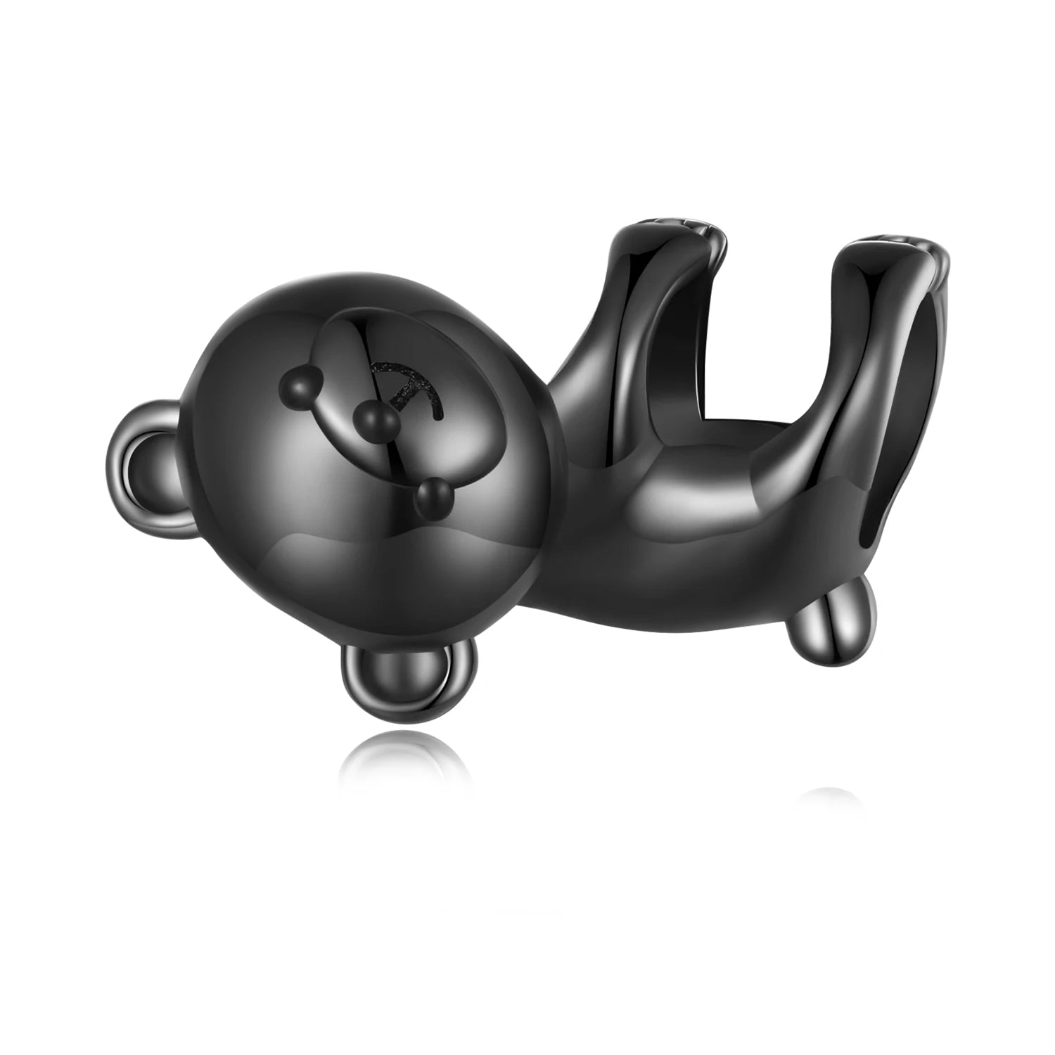 Noxari charm in 925 sterling silver with glossy black plating and playful bear shape |Asttery