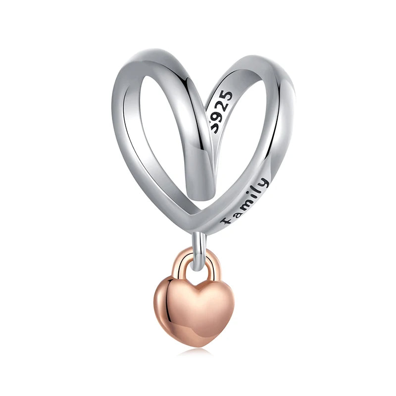 Cœurin charm in 925 sterling silver with rose heart pendant | Asttery