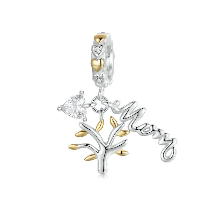 Dangle charm with tree of life, Mom detail and zirconia | Asttery
