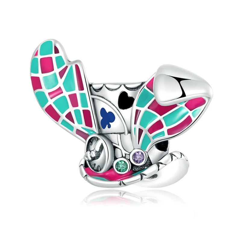 Faytello charm in sterling silver with colorful enamel and silver bunny ears | Asttery