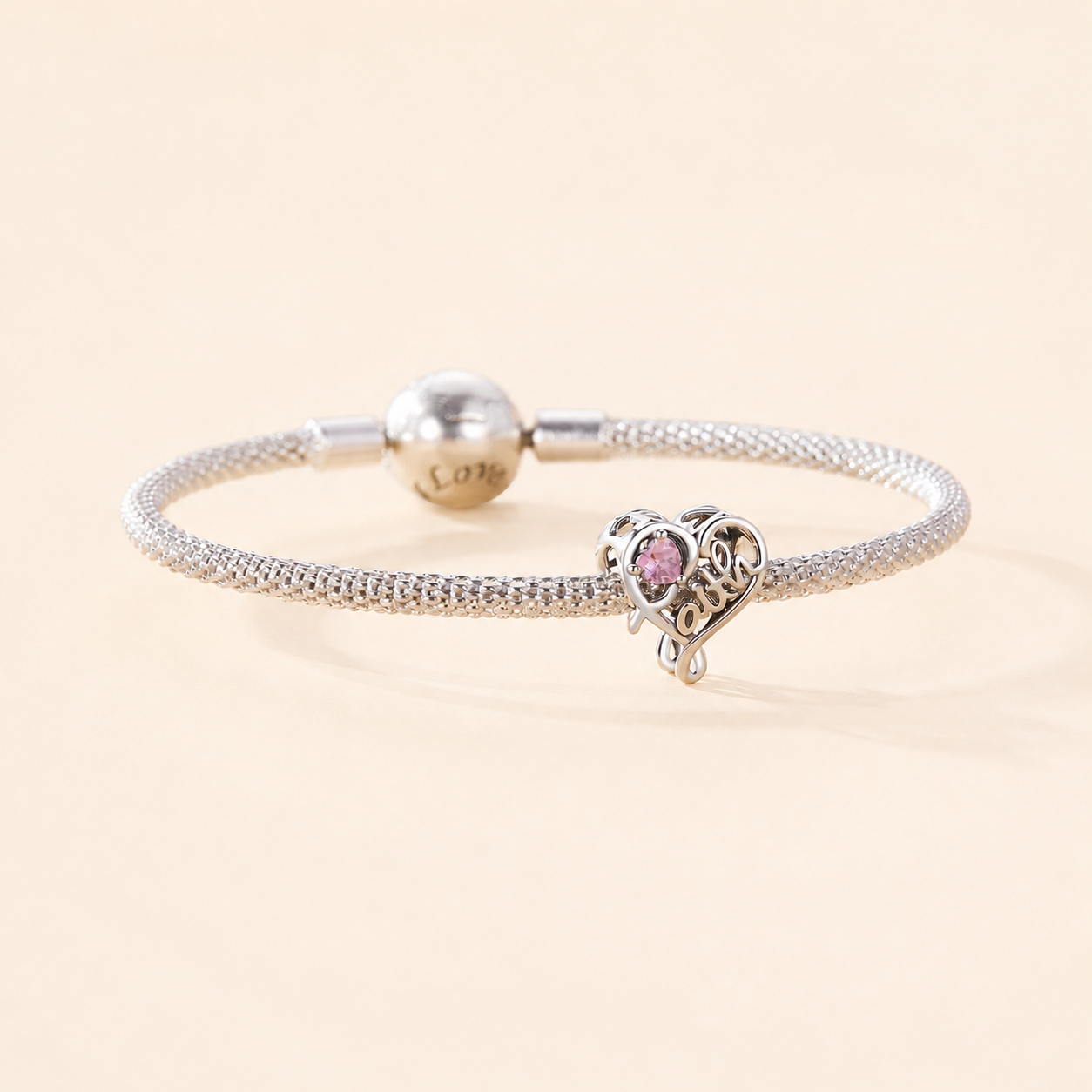 Faith heart charm bead styled on a bracelet | Asttery