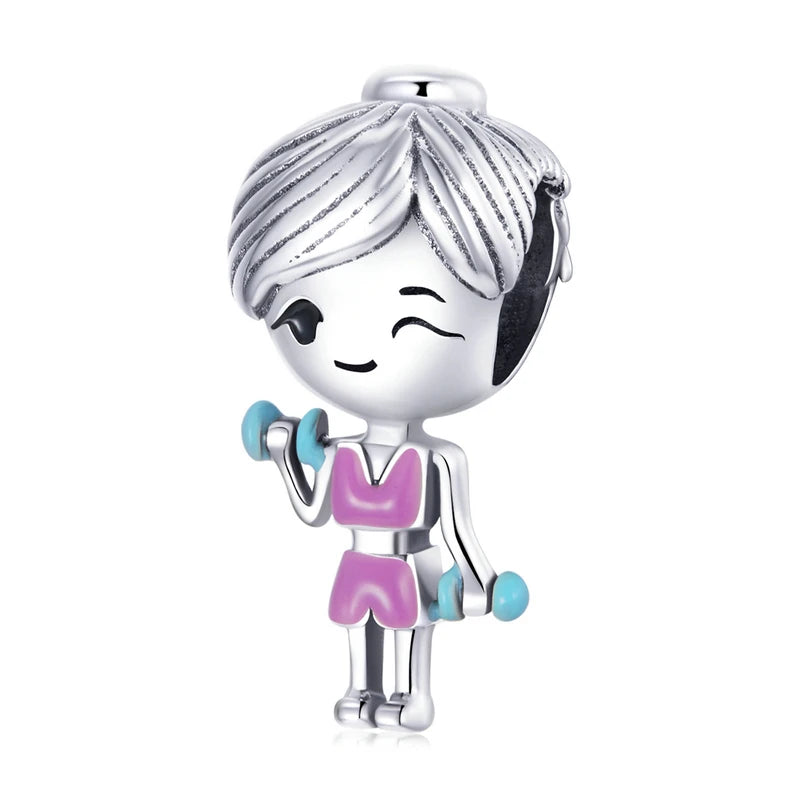 Vintari charm in 925 sterling silver with pink and blue enamel | Asttery