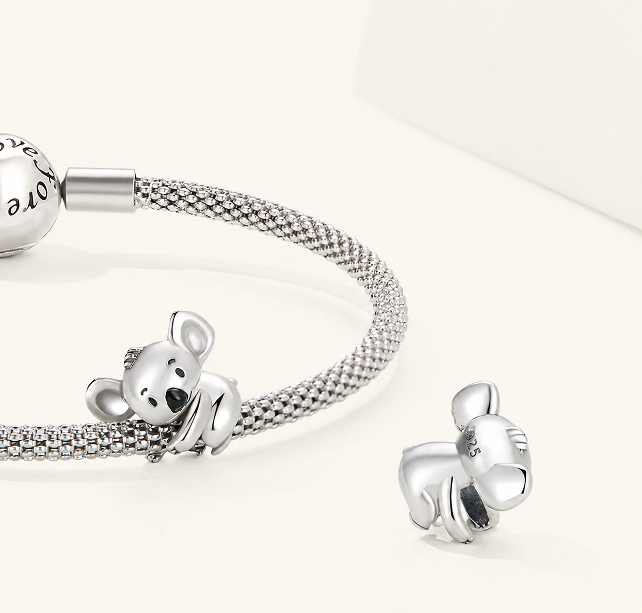 Sterling silver koala charm with delicate enamel details | Asttery