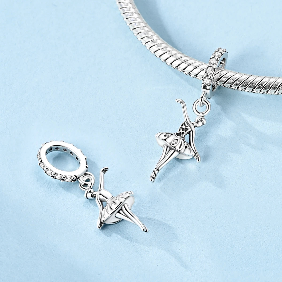 Liv ballerina charm highlighting the elegant pose and zirconia accents | Asttery