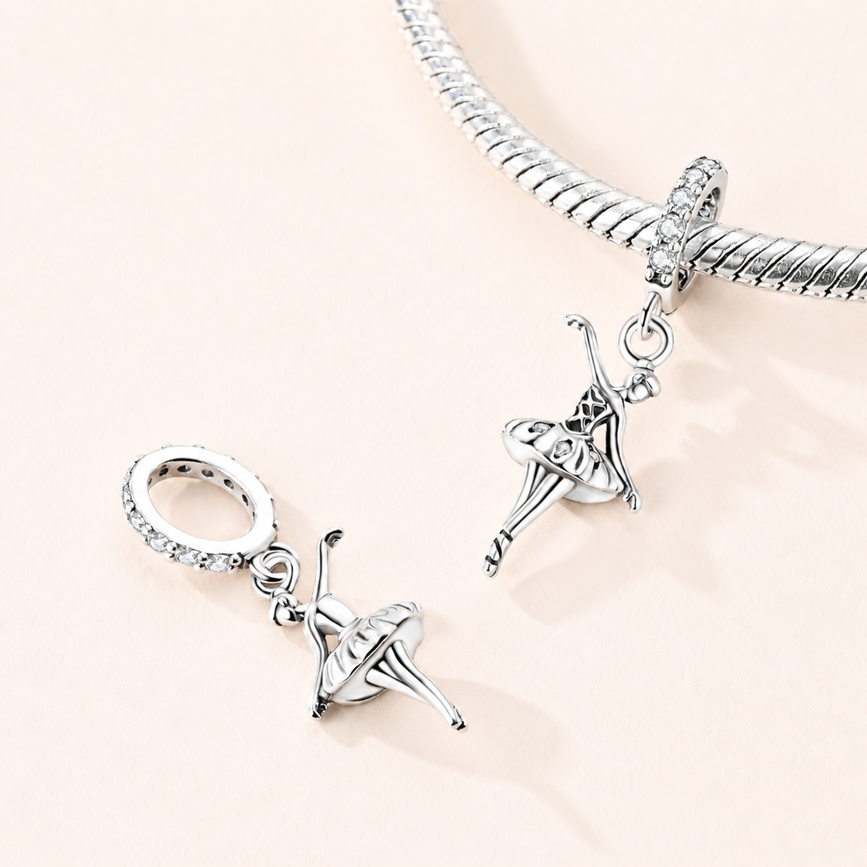 Liv ballerina charm highlighting the elegant pose and zirconia accents | Asttery