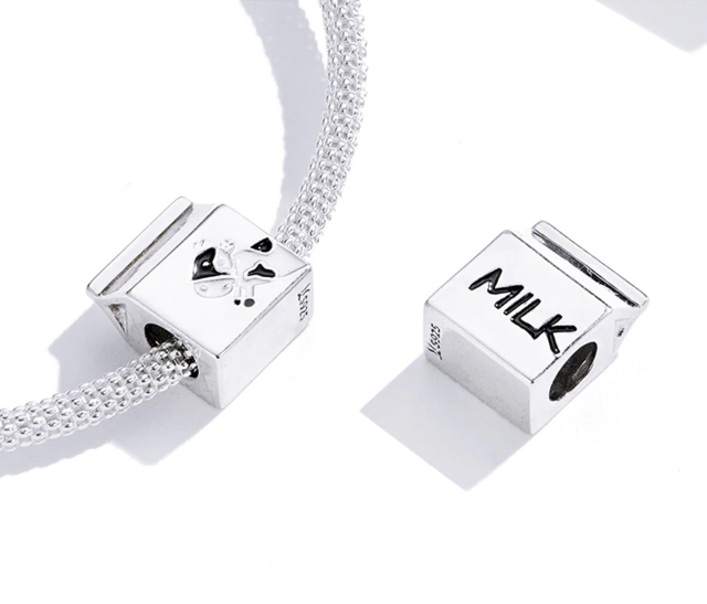 925 Sterling Silver Milk Box Charm Milun | Asttery