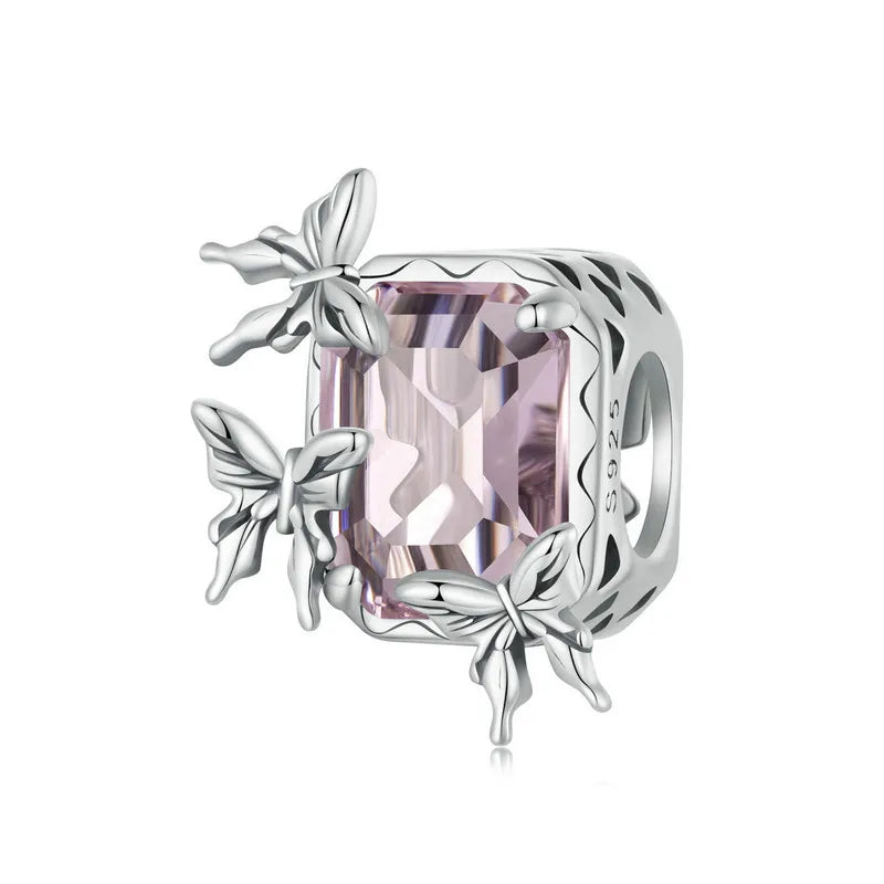Lythara charm with lavender stone and silver butterflies | Asttery