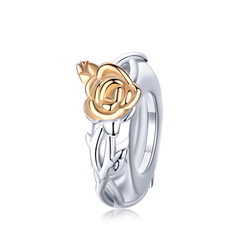 Lirien spacer in 925 sterling silver with golden rose | Asttery