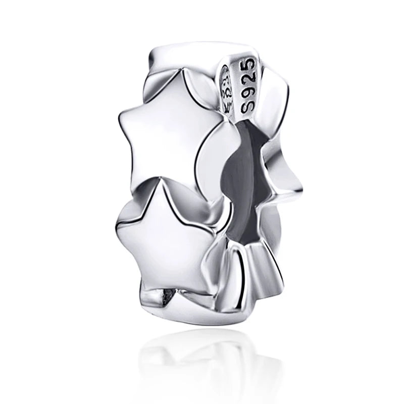 925 sterling silver spacer charm with sculpted stars | Asttery
