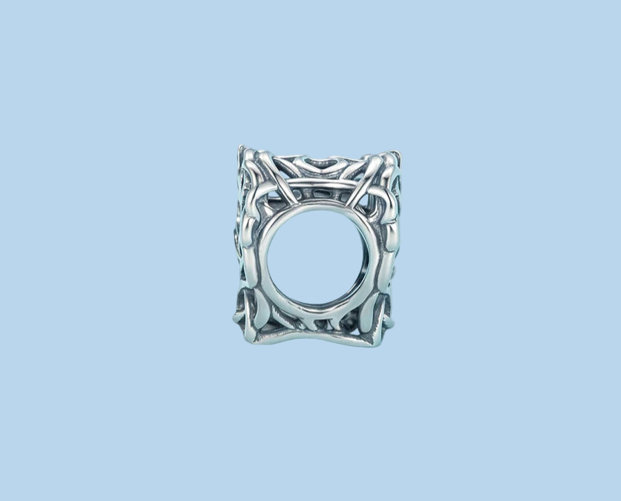 925 sterling silver double horse heart charm bead with intertwined design | Asttery