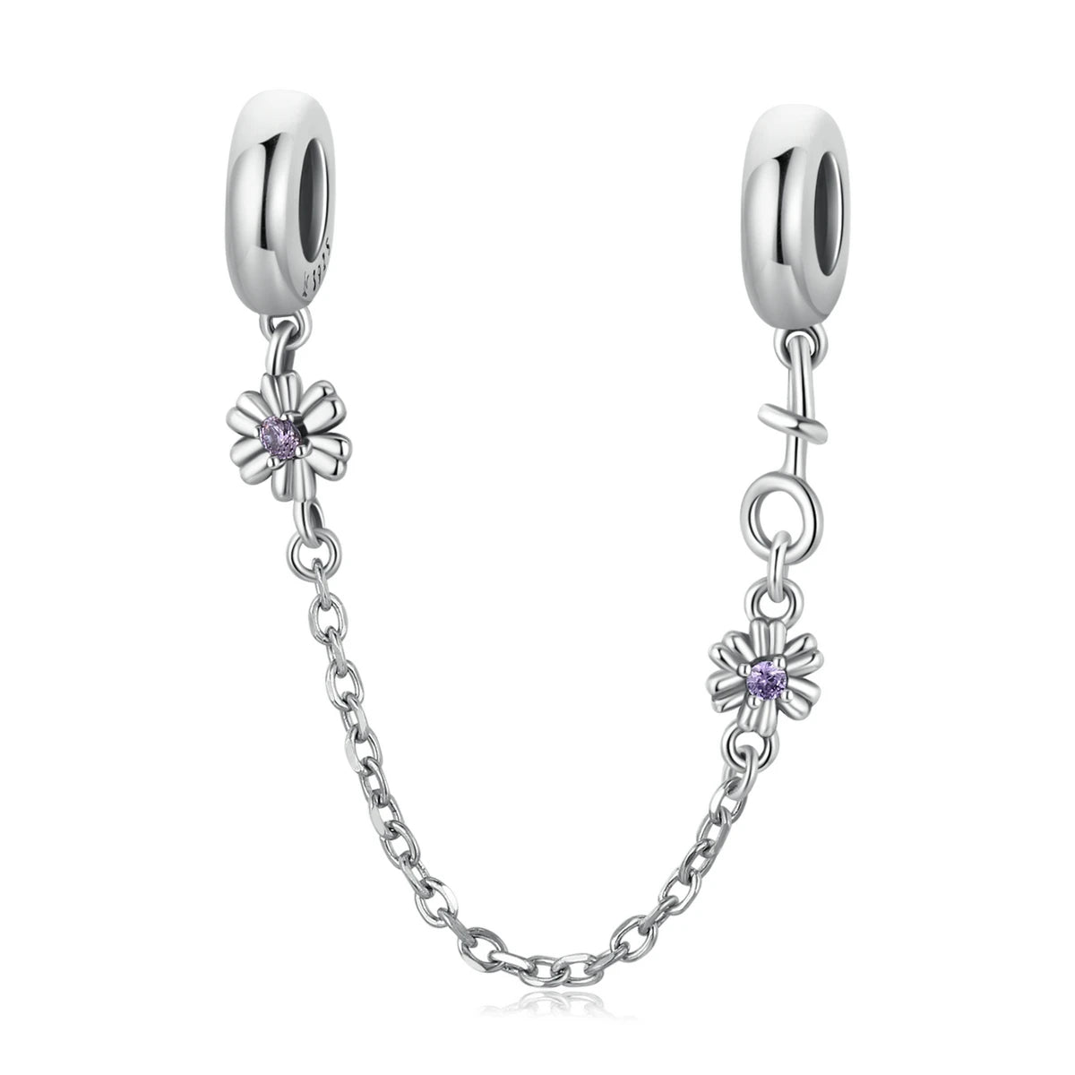 925 Sterling Silver Safety Chain with lavender daisies | Lilae by Asttery