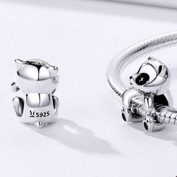 Auroki by Asttery – silver panda charm with delicate enamel finish